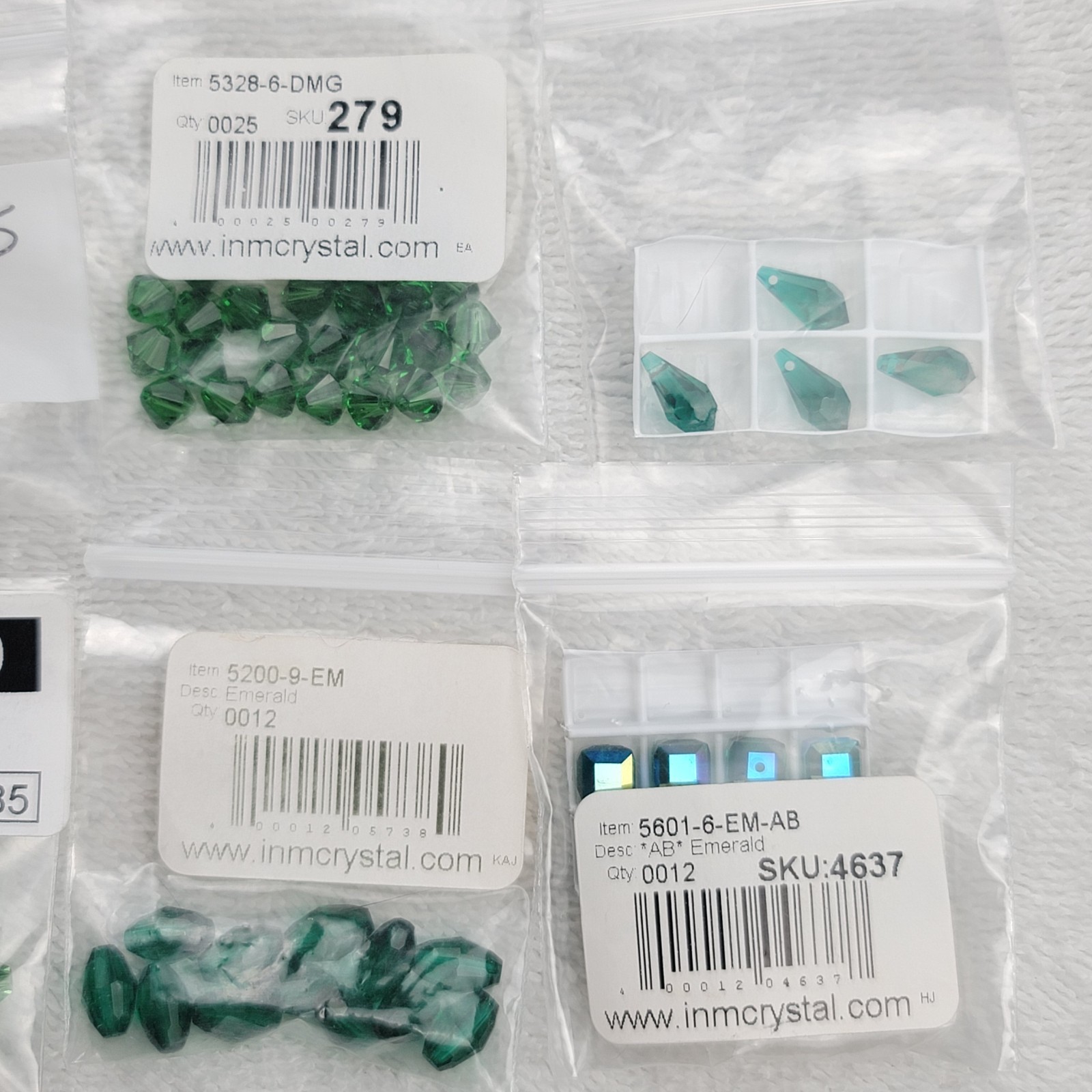 Swarovski Crystal Bead Lot Green Emerald Erinite Bicone Cube Pendant Mixed Qty