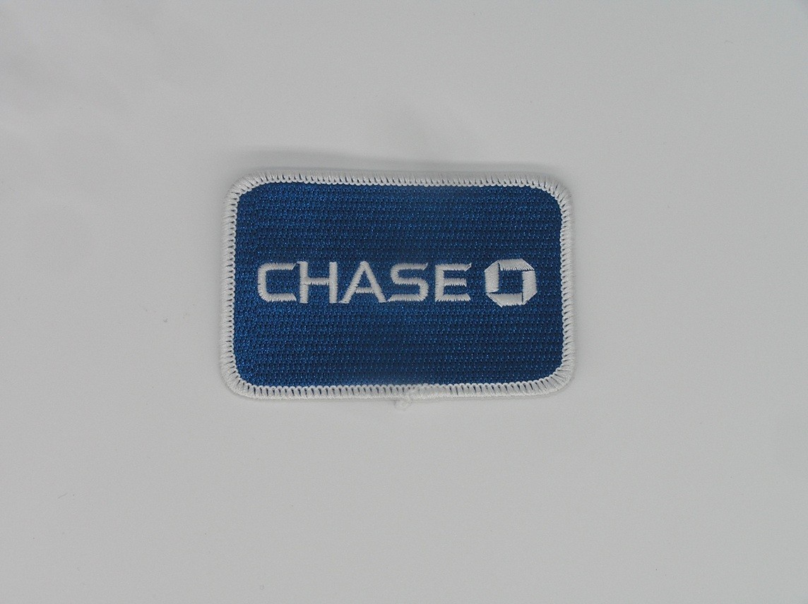 Chase Bank Blue/White Embroidered Iron On Patch 3.25″ x 2.25″