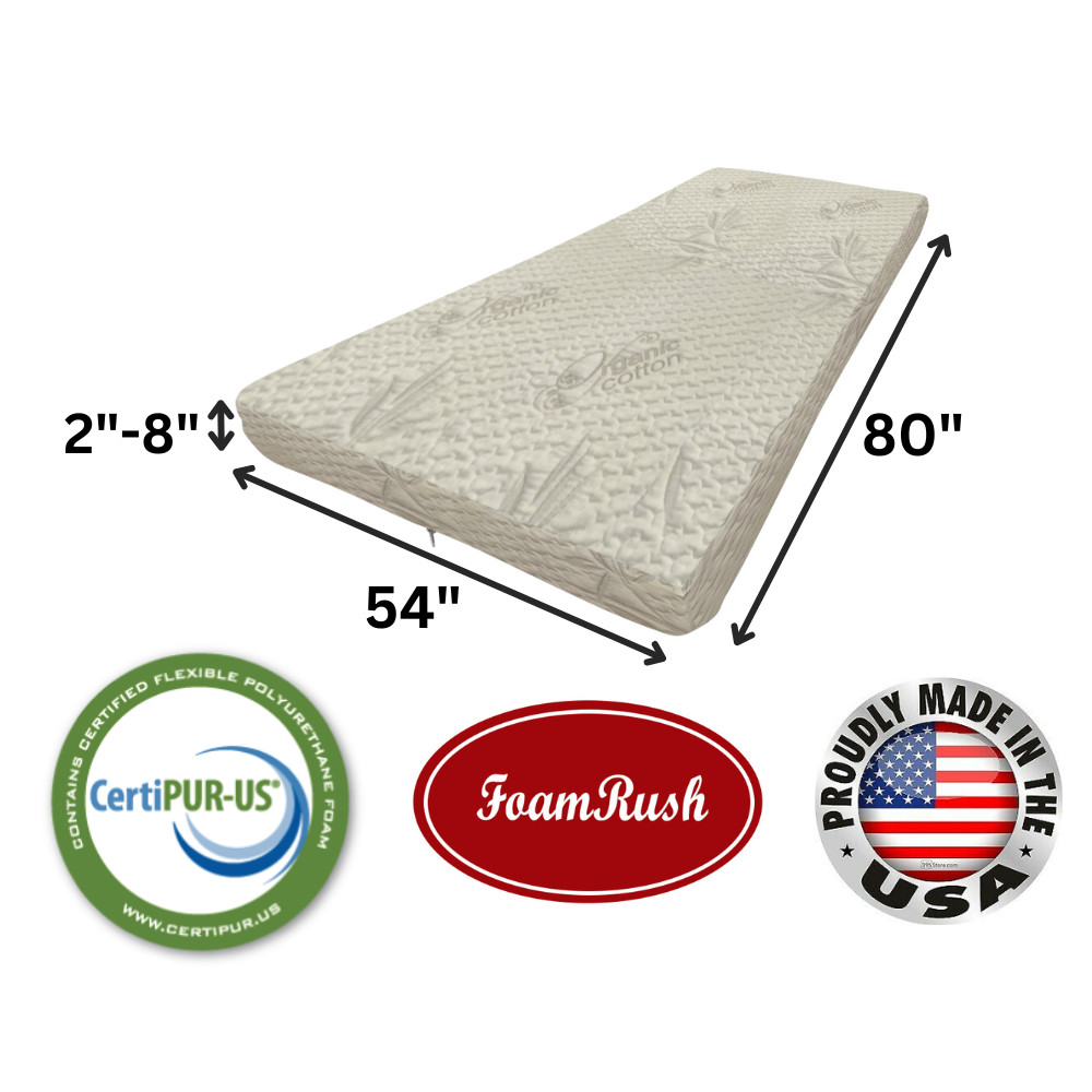 FoamRush 54″ x 80″ High Density Foam Full XL Size Mattress Replacement USA