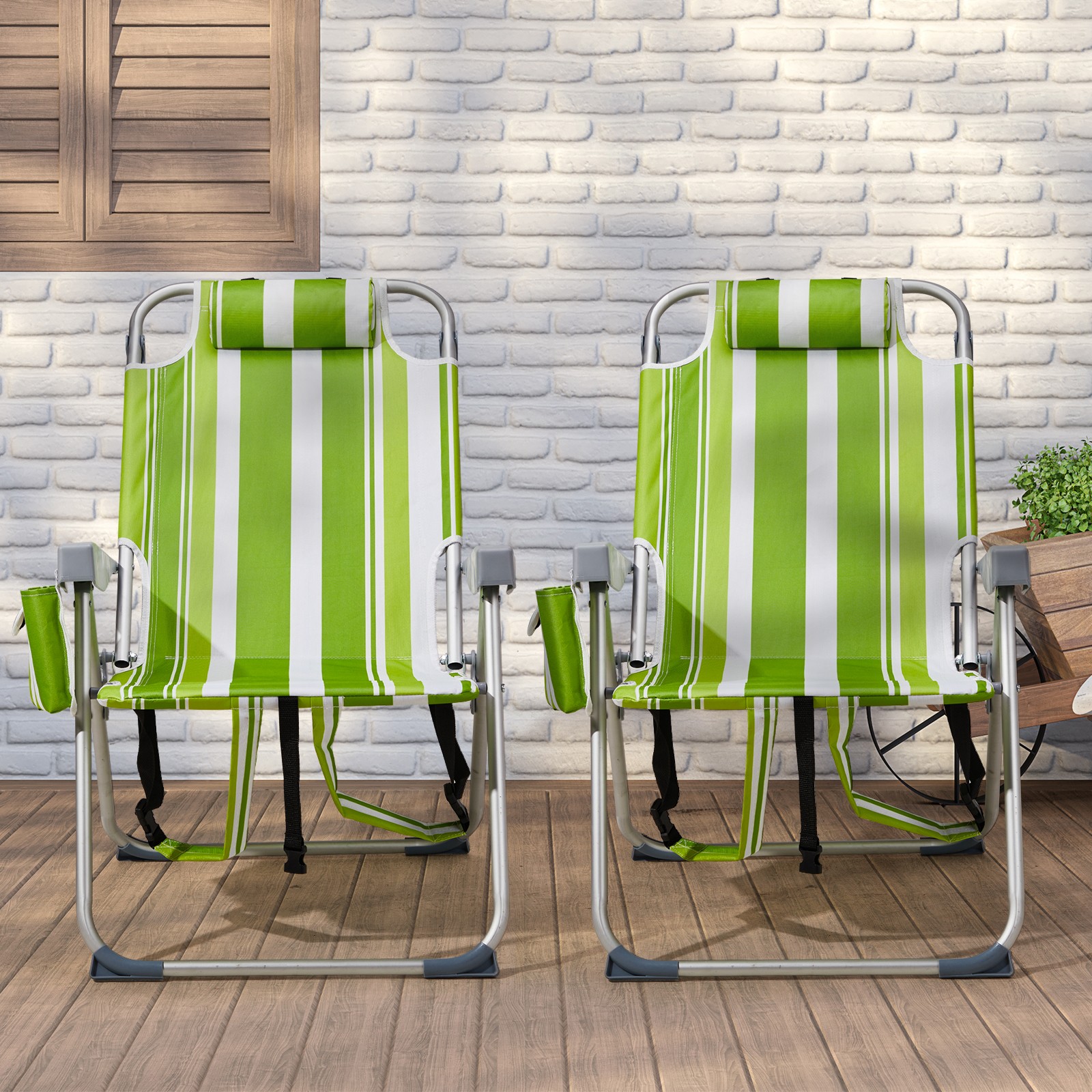63*70*99cm 100kg Capacity Heightened Oxford Cloth Aluminum Tube Striped Green