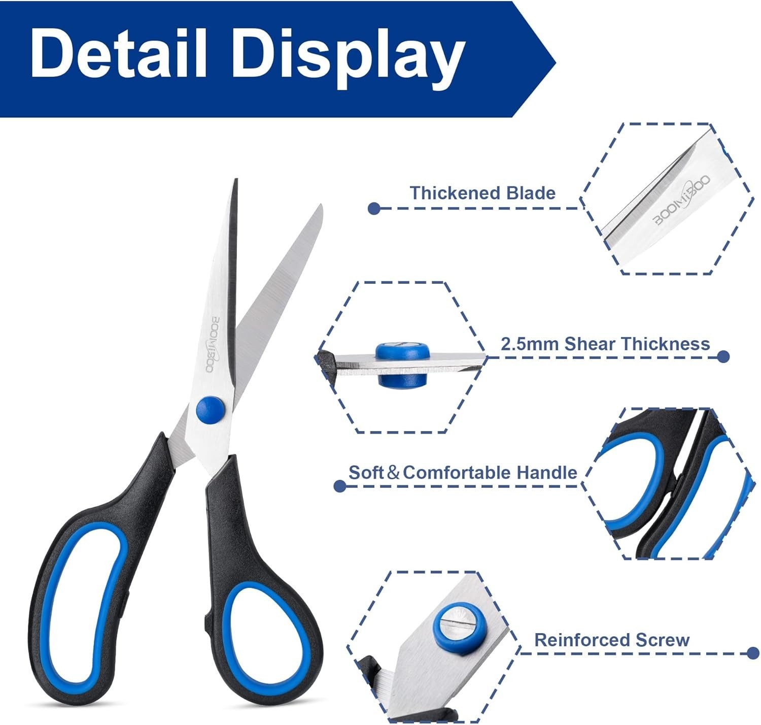 Scissors Set of 6-Pack 8 Scissors All Purpose Comfort-Grip Handles Sharp Sciss