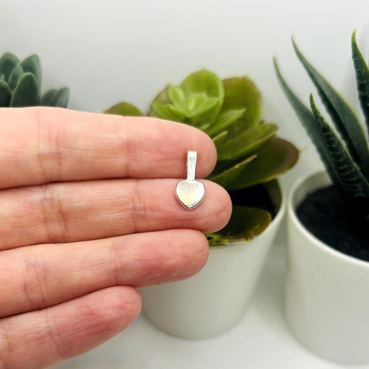 Silver Glue-On Heart Jewelry Bails, 16x8mm – US Seller