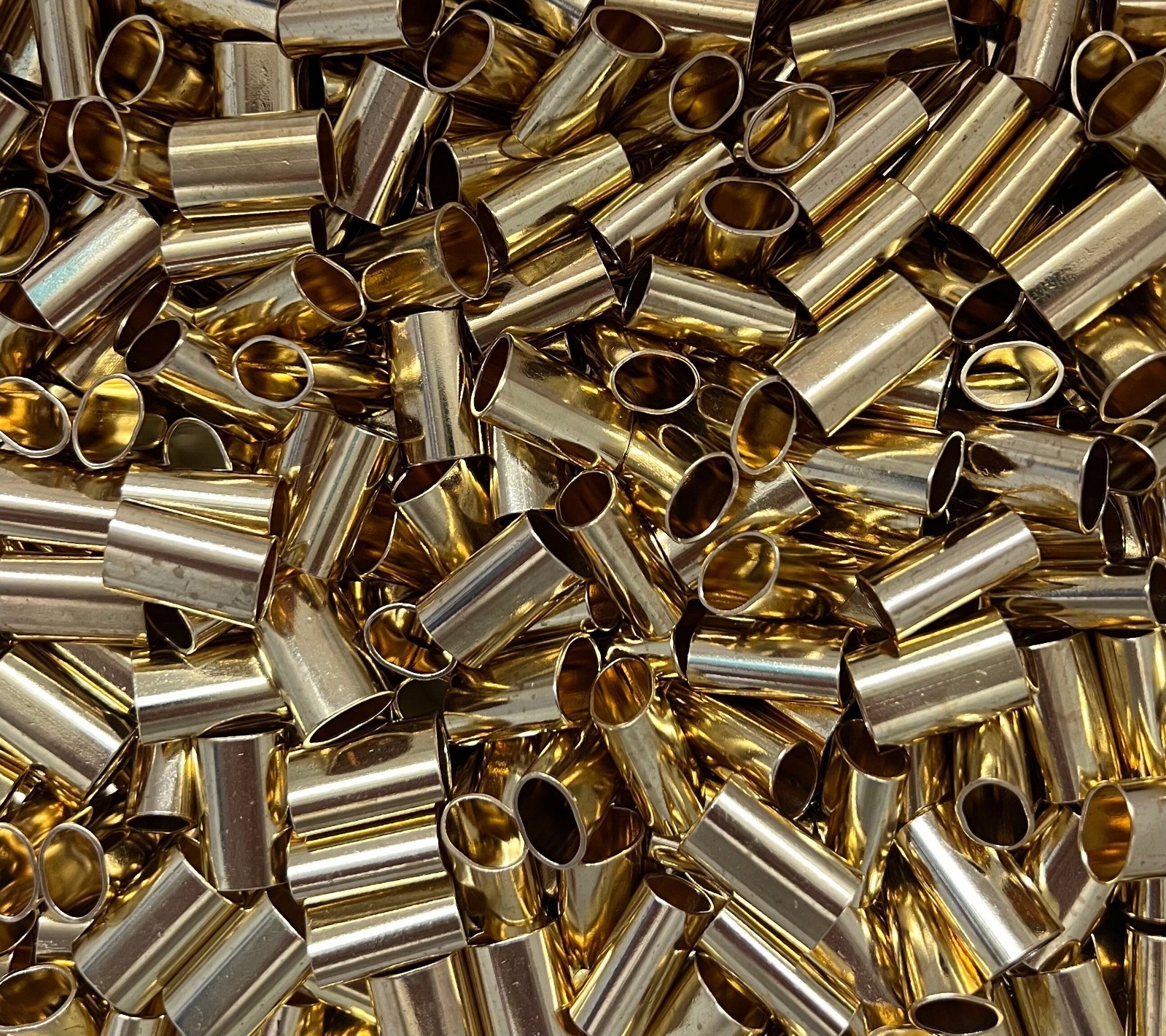 Crimp Sleeves for 1/4″ Biothane or Other Rope – Brass or Silver – 10 pack