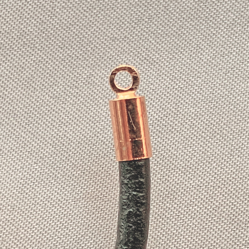 3mm Glue On Leather Cord Ends 8x4mm Rose Copper Plated Brass Q100 Per Pkg