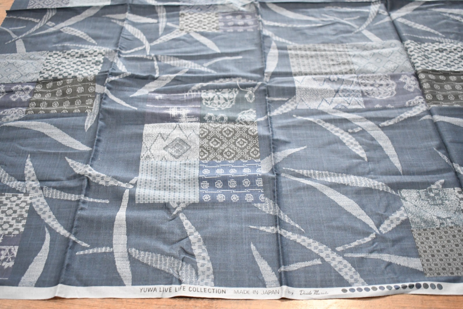 Yuwa Live Life Collection Japan Navy Blue Gray Patchwork Fabric 36×44″