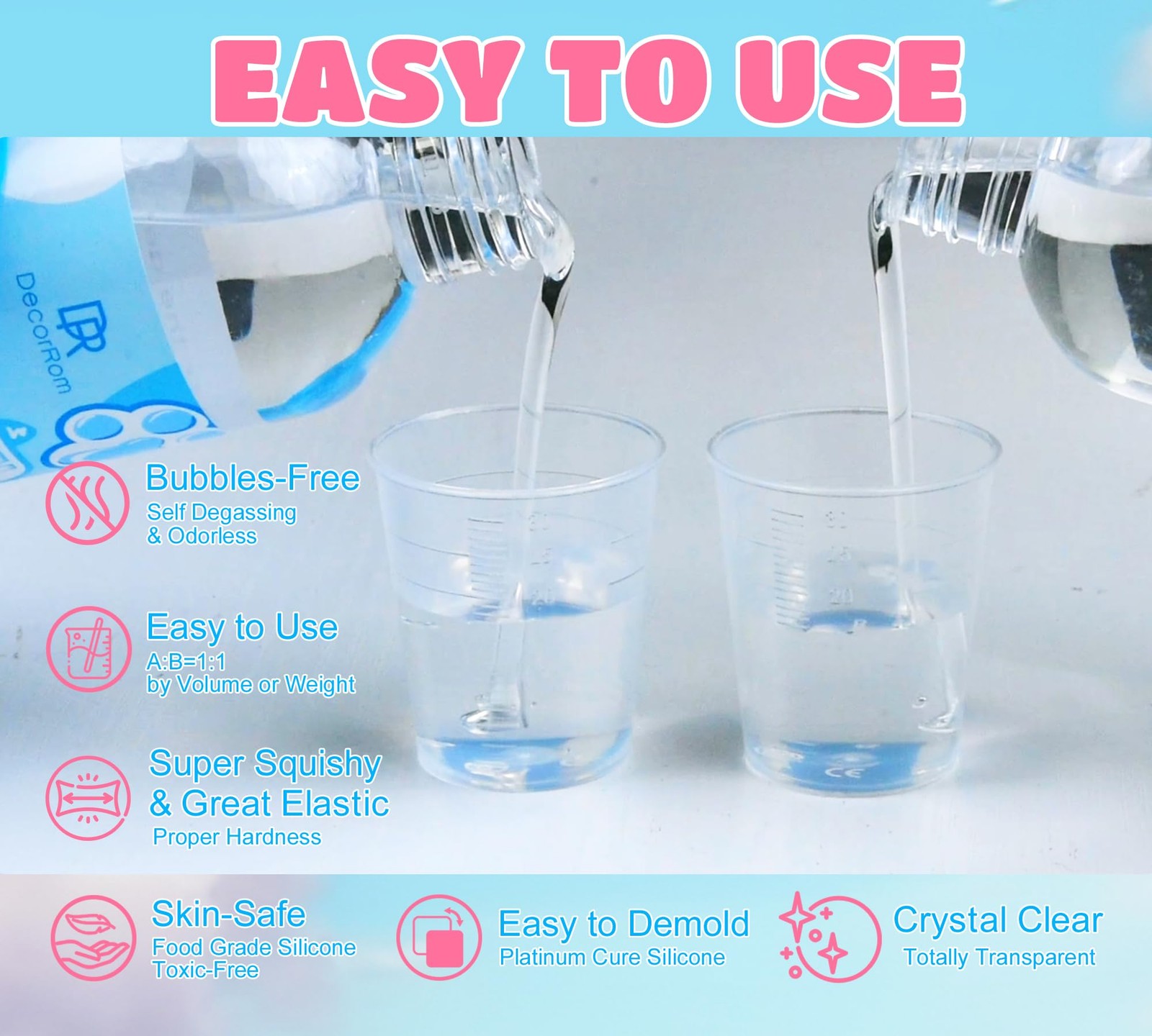 Liquid Silicone for Taba Squishy Kit- 18oz small to medium, Transparent