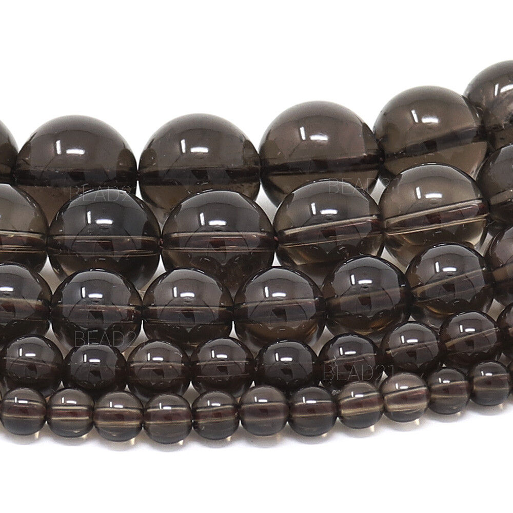 Smoky Quartz Beads Round 4mm 6mm 8mm 10mm 12mm 15.5″ Strand