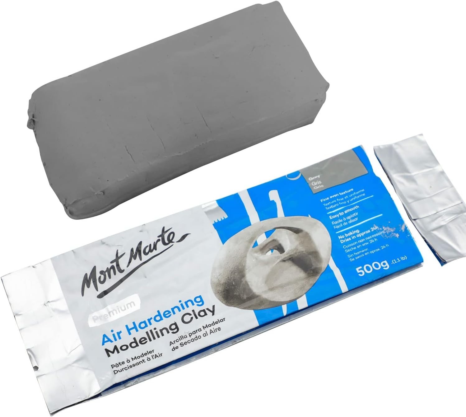 Grey Air Hardening Modeling Clay 500g 1.1lb Dries in 24 Hours
