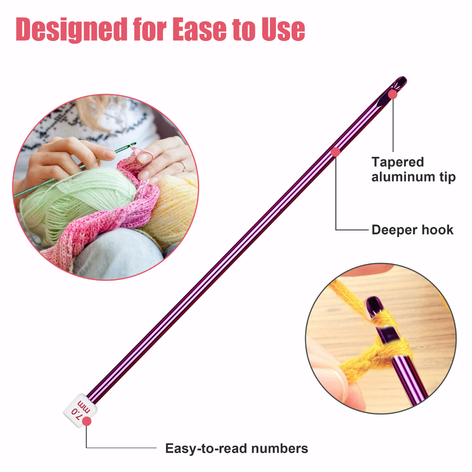 11pcs Tunisian Crochet Hooks Set Multicolor Tunisian Crochet Hook 2mm to 8mm