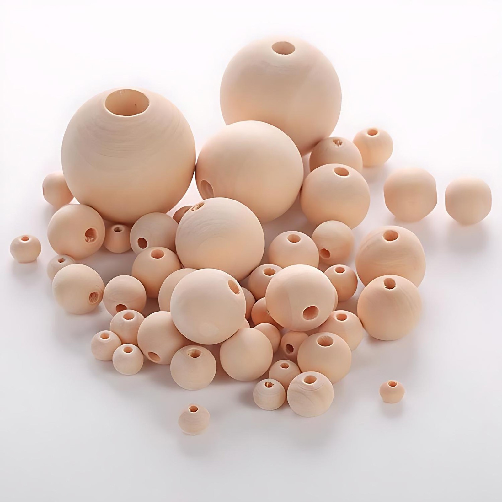 Natural Wooden Balls Beads HOLE HALF WAY THROUGH Dia 10/12/15-30mm Hole 4mm-15mm