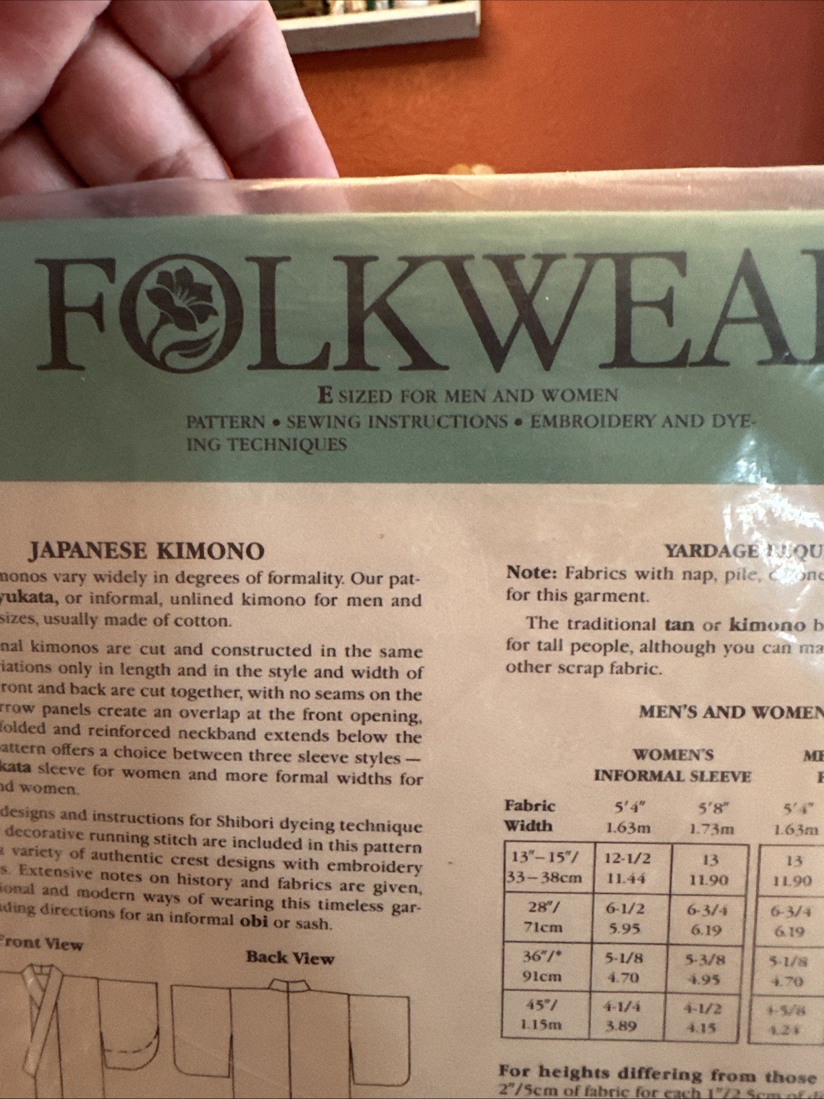 FOLKWEAR PATTERN #113 – JAPANESE KIMONO – NEW UNCUT FACTORY FOLDED – UNISEX
