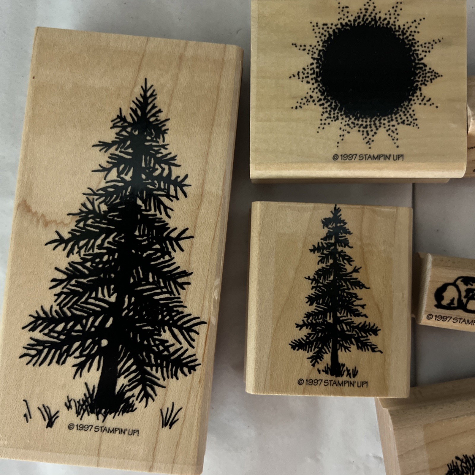 1997 Stampin’ Up! Sun Pine Trees Rocks Rubber Stamp Lot Scrapbooking Crafts