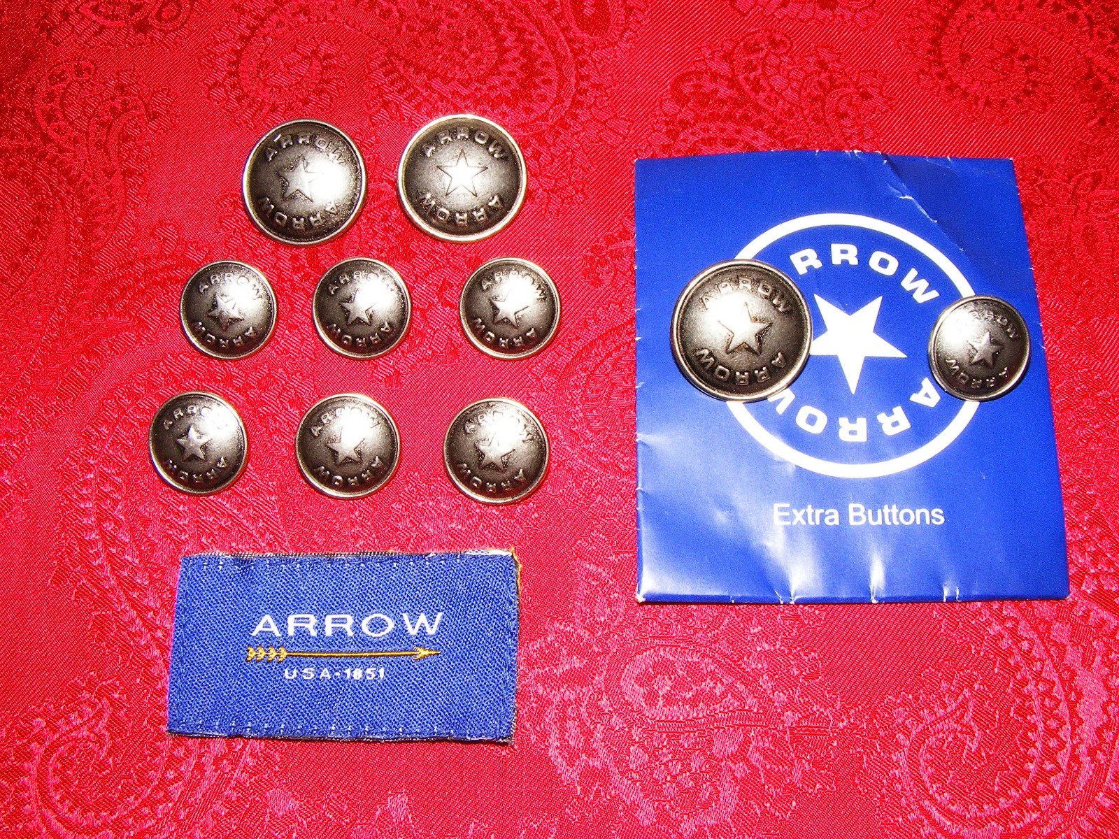 ARROW SIGNATURE STAR SHEILD REPLACEMENT BLAZER METAL FULL BUTTON SET EUC