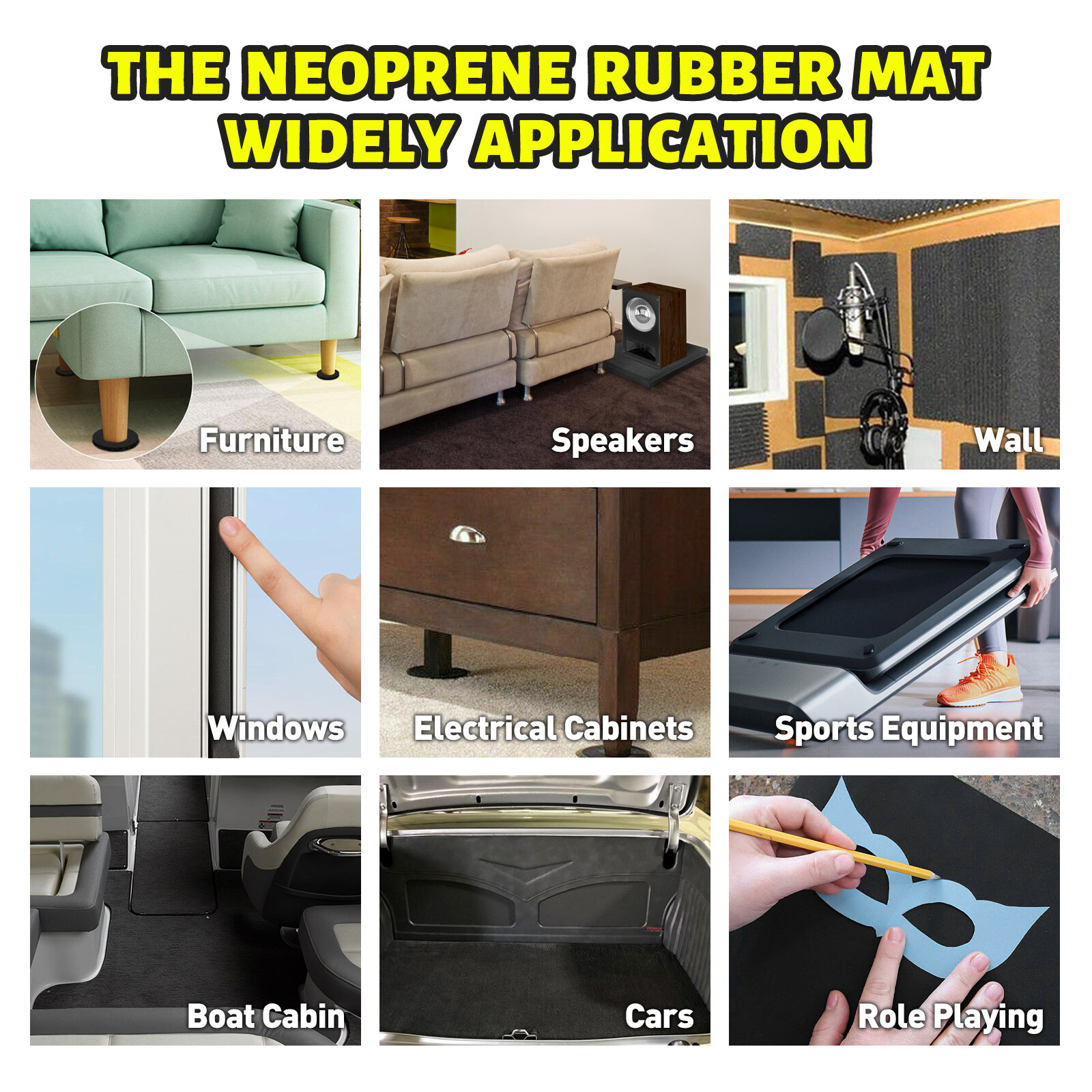 12″ x 59″ Black High Density Upholstery Foam Couch Mat Replacement Padding 4/5″