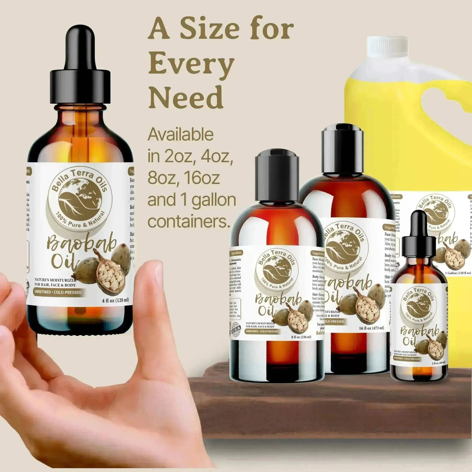 Baobab Oil: Cold-Pressed, Pure, Extracted from African Baobab Seeds