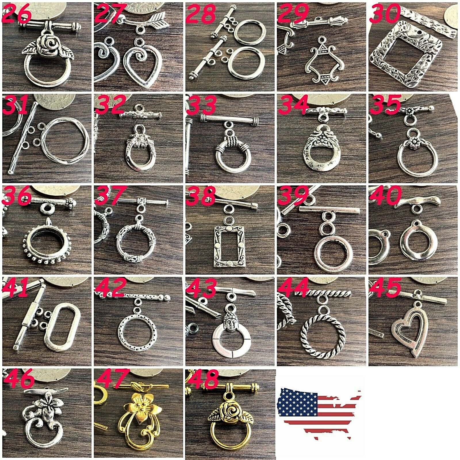 Silver Brass Gold Toggle Clasp Toggle Necklace Jewelry Findings Free Shipping