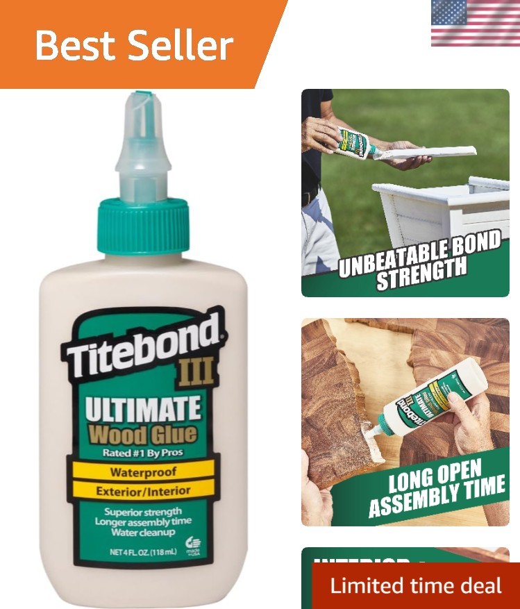 Liquid Wood Glue 4 Oz Titebond III – High Viscosity for Strong, Waterproof Bonds