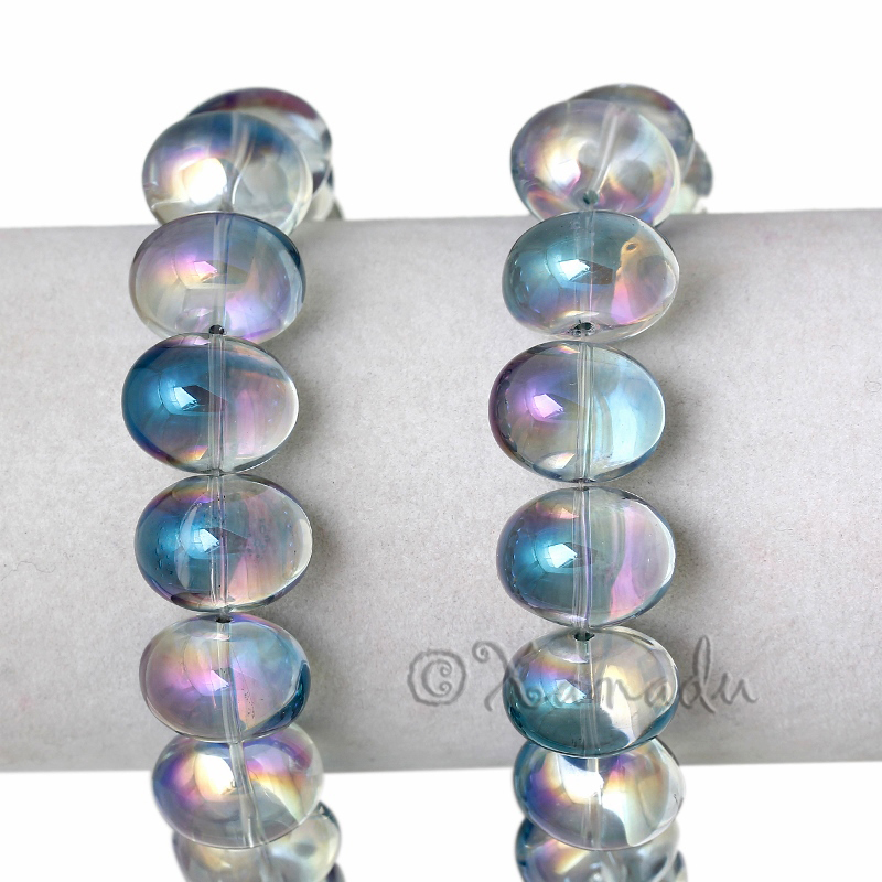 Aurora Borealis AB Finish Wholesale Oval Glass Beads G2995 – 10, 20 Or 50PCs