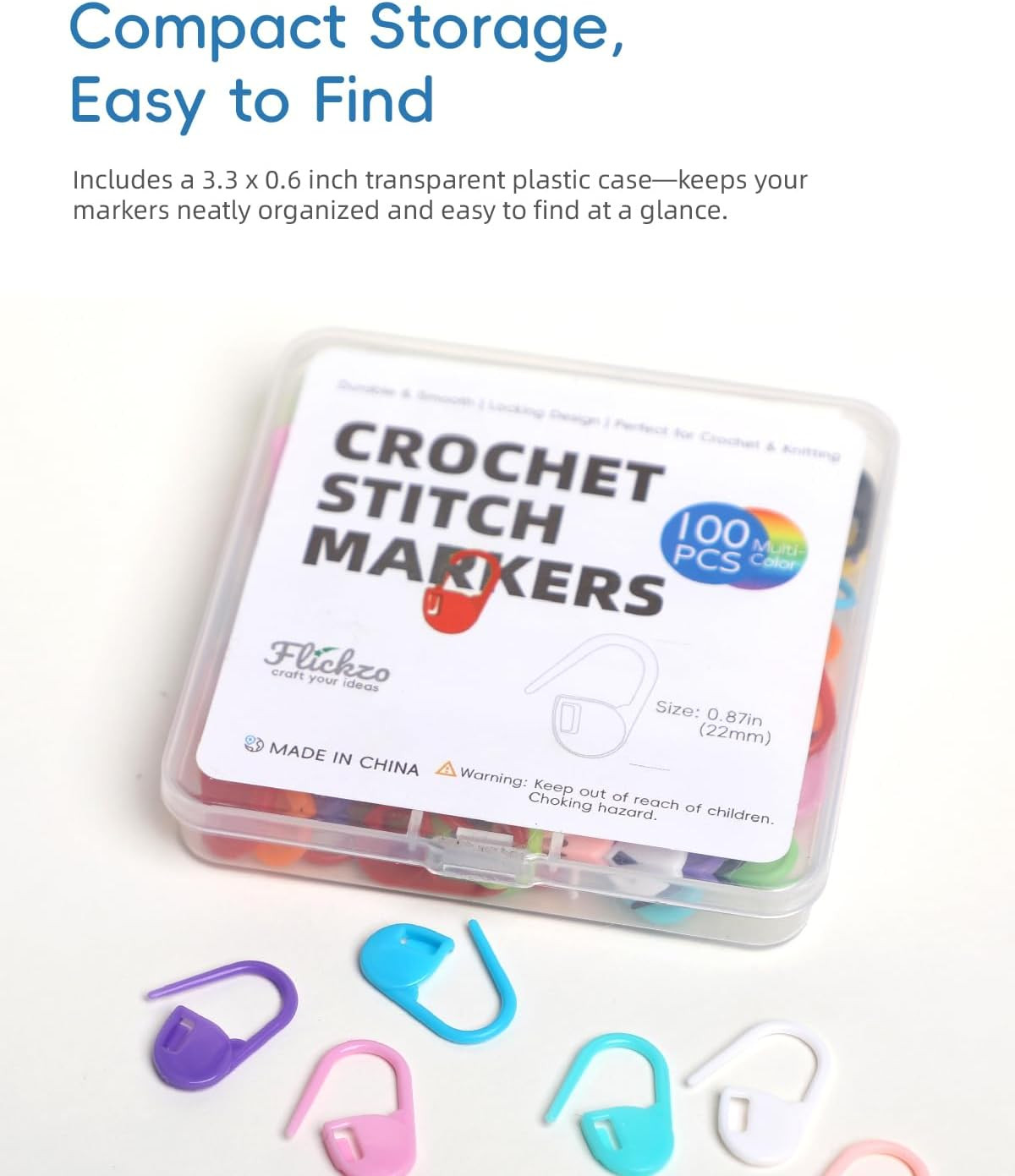 100PCS Crochet Stitch Markers by – Locking Stitch Markers with Storage Case, Pl