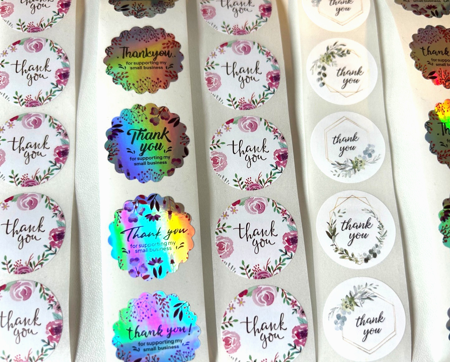 15Pcs Thank You Stickers Seal Labels Flower Craft Packaging Sticker Sealing