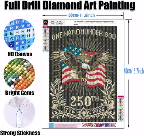 American 250th Birthday Diamond Art Kit 4th of July Patriotic Craft