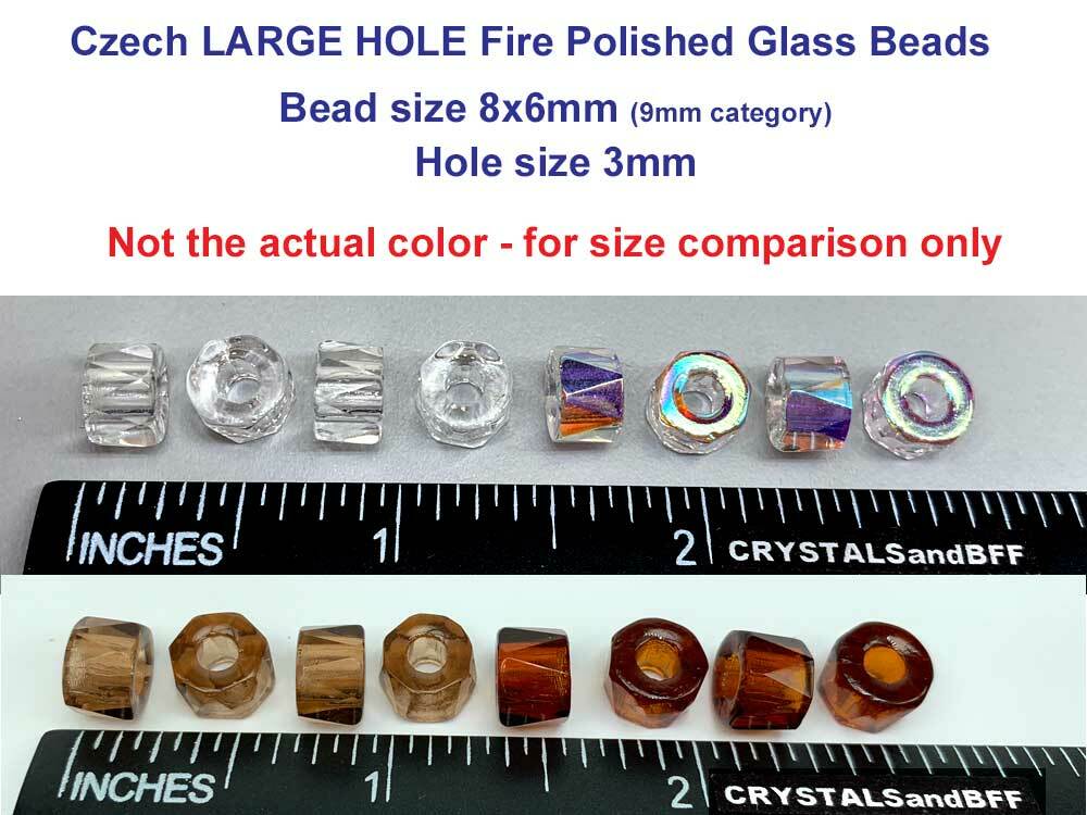 Czech Glass LARGE HOLE Tire Spacer Beads 8x6mm Topaz brown, 40 pieces, P446