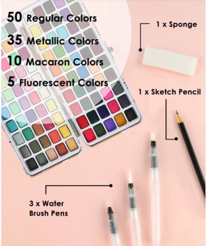 Grabie Classic 100 Watercolors set w/ Metallic, Macaron, & Fluorescent -NEW!