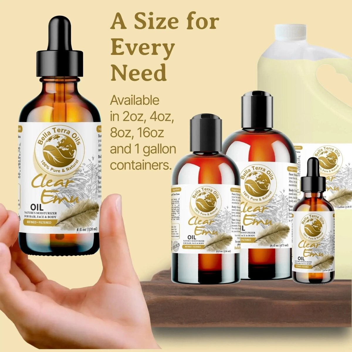 Clear Emu Oil Gallon 128oz Wholesale Bulk Carrier Oil Skin Hair Massage Spa B2B