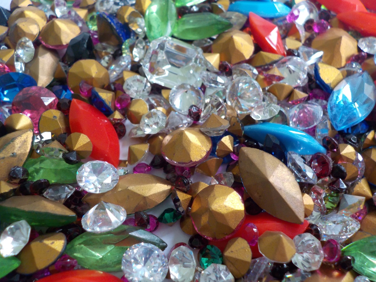 Foil Back Rhinestone & CZ Jewelry Making Supply 7 Oz Mixed Variety Shapes Colors