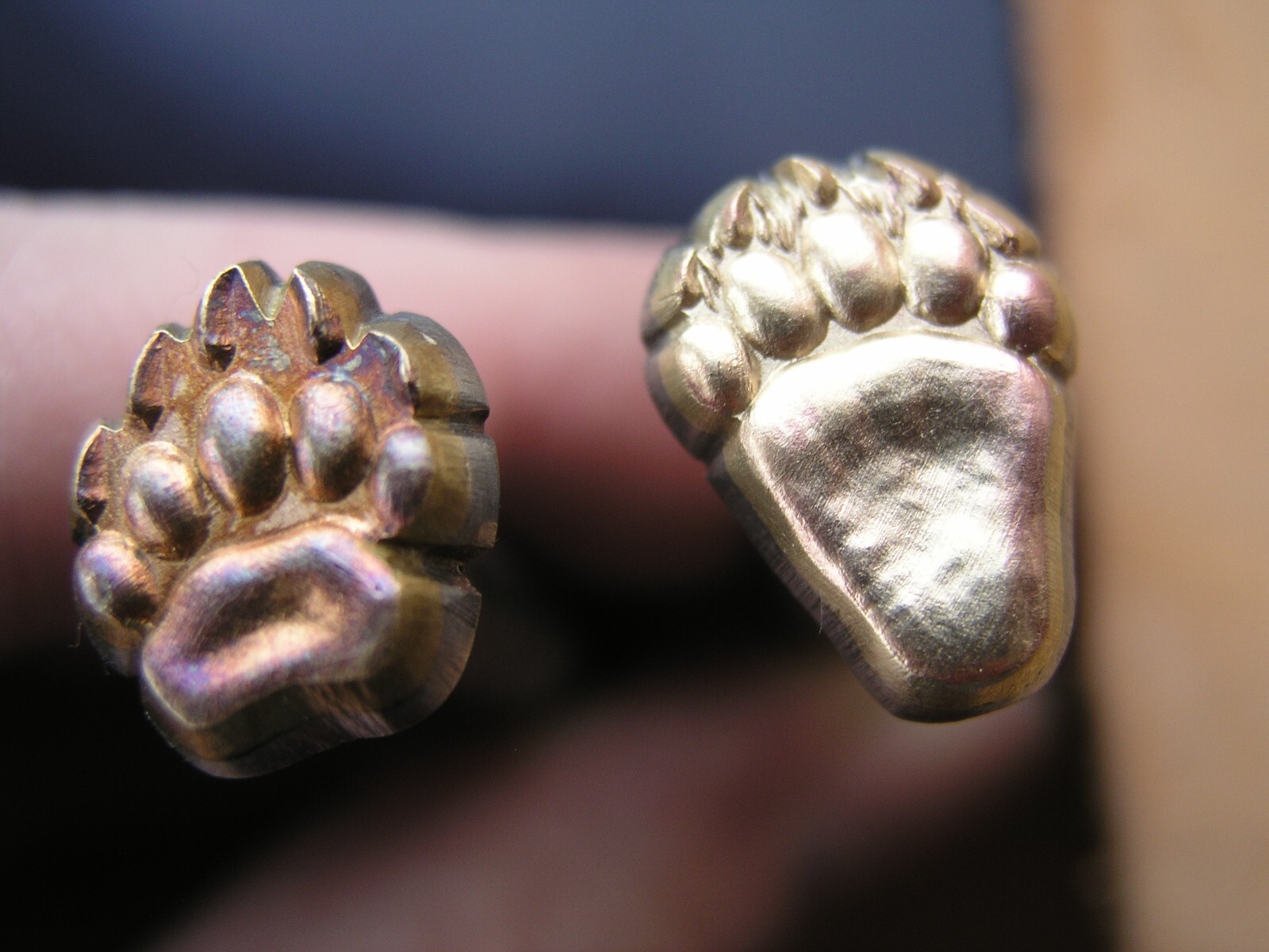 0177-18 Complet Grizzly Bear paws 4 Brass Leather stamps tools