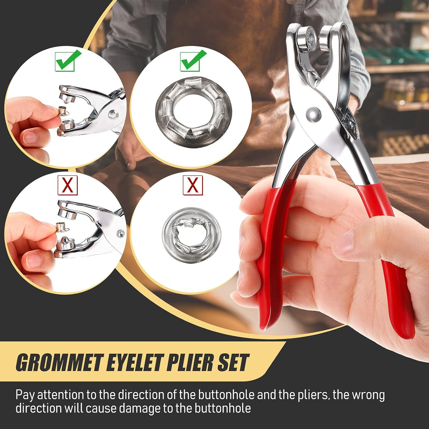 Mudder 301 Pcs Grommet Eyelet Pliers Tool Kit, Fabric Leather Hole Eyelets and G