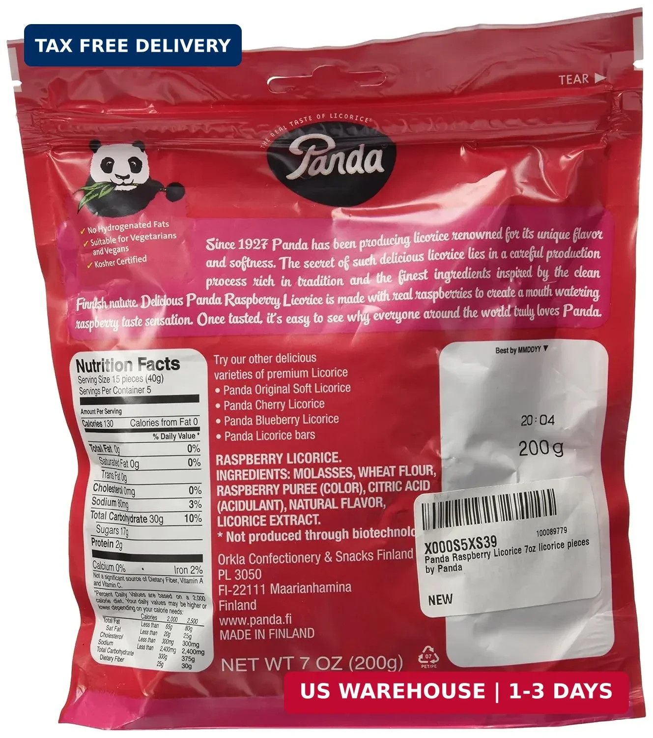 Panda All Natural Raspberry Licorice, 7 Oz. 7 Ounce (Pack of 1)