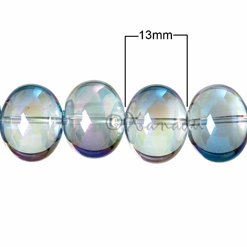 Aurora Borealis AB Finish Wholesale Oval Glass Beads G2995 – 10, 20 Or 50PCs