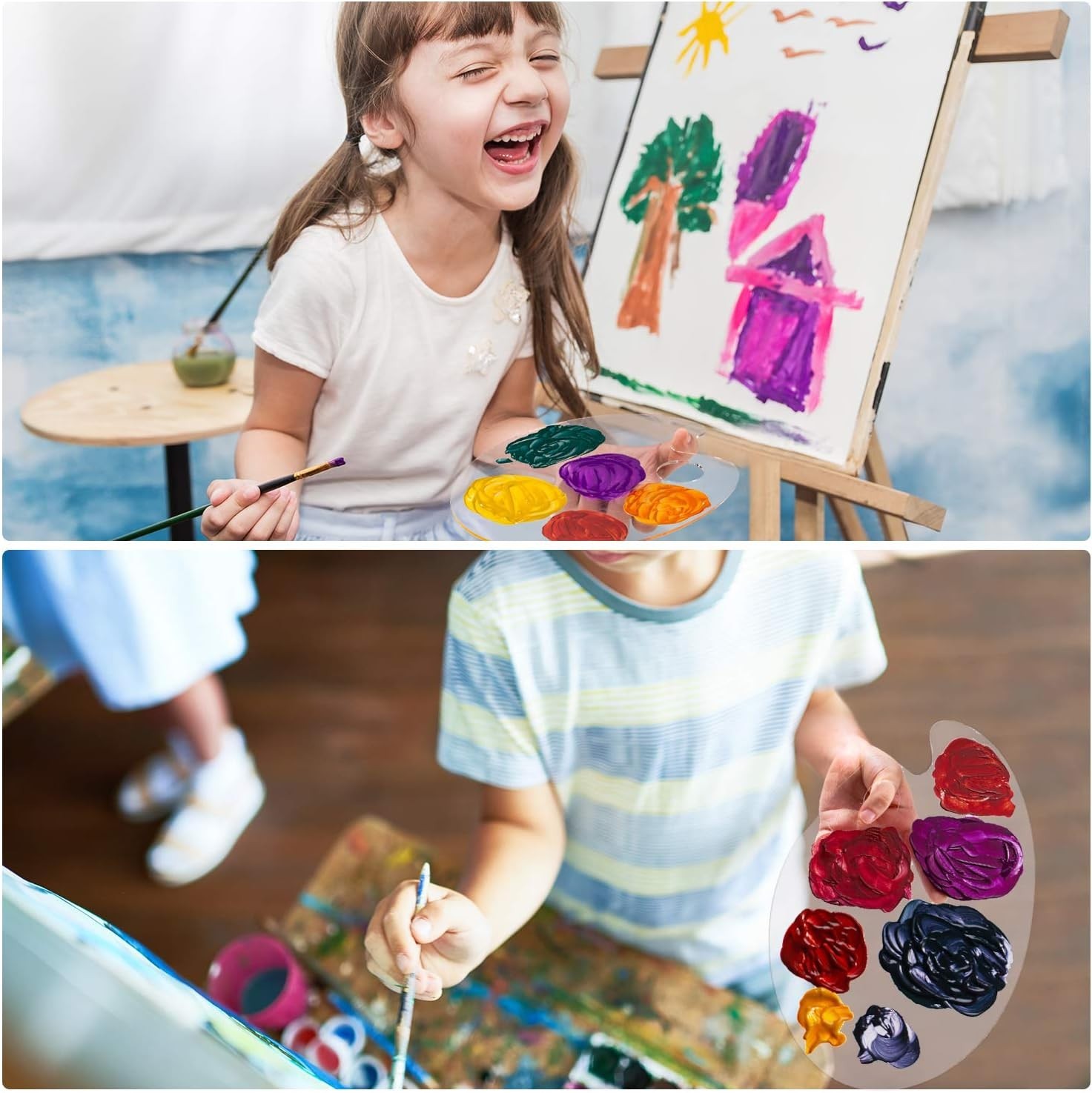 3pc Acrylic Paint Palette Set – Transparent Non-Stick Art Palettes for All Ages