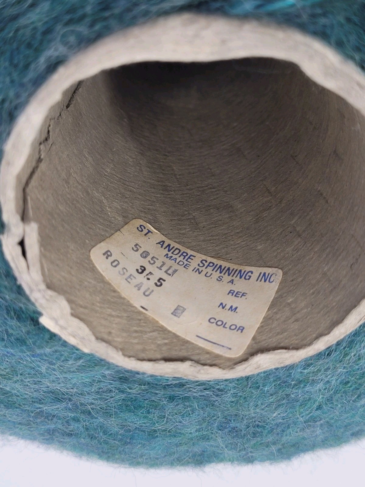 Vintage St. Andre Spinning Inc Mohair Wool large Cone Made In USA Roseau 3.5