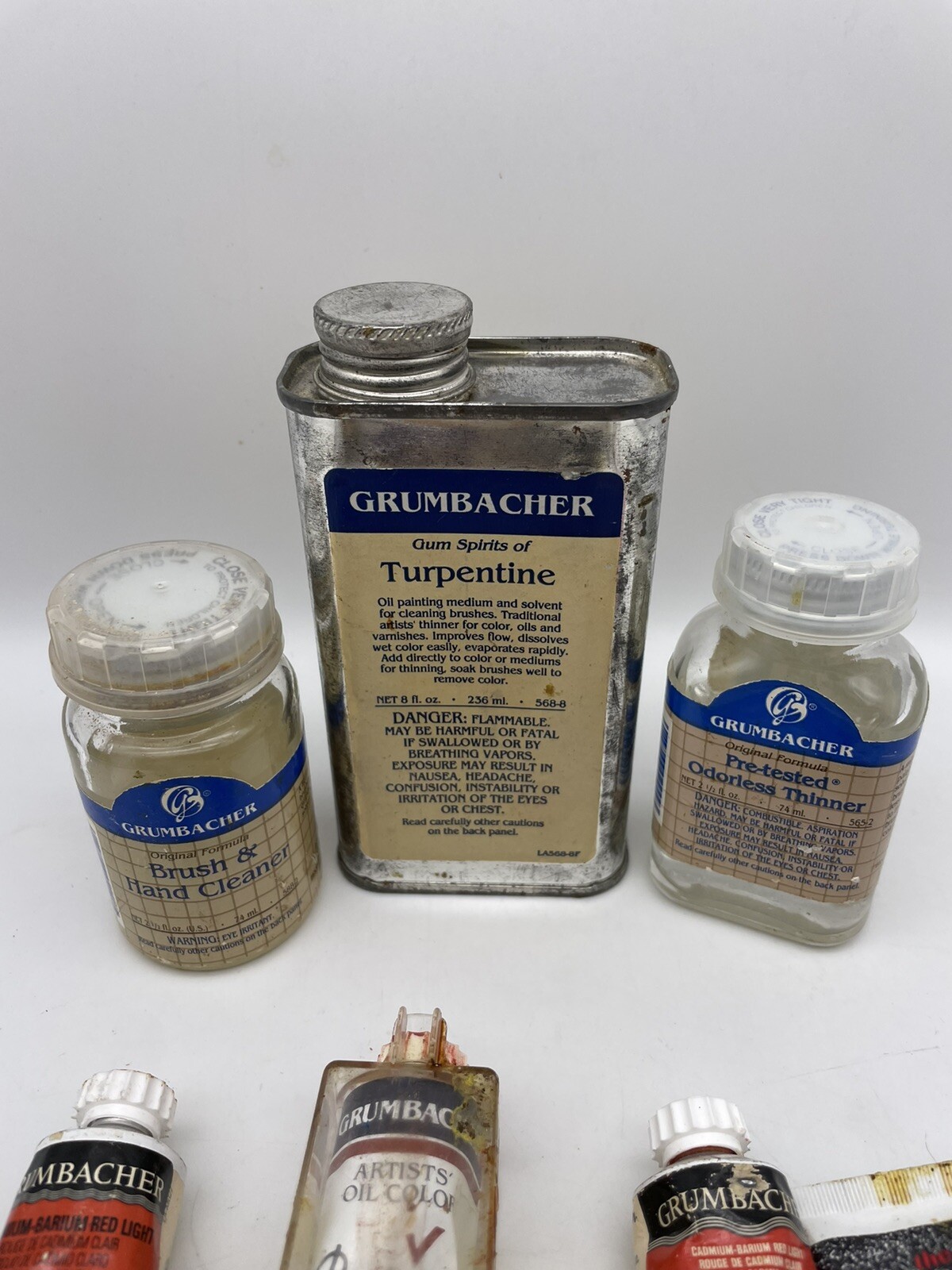 Vintage Grumbacher Pre tested and Max Oil Colors Thinner Cleaner Turpentine Used