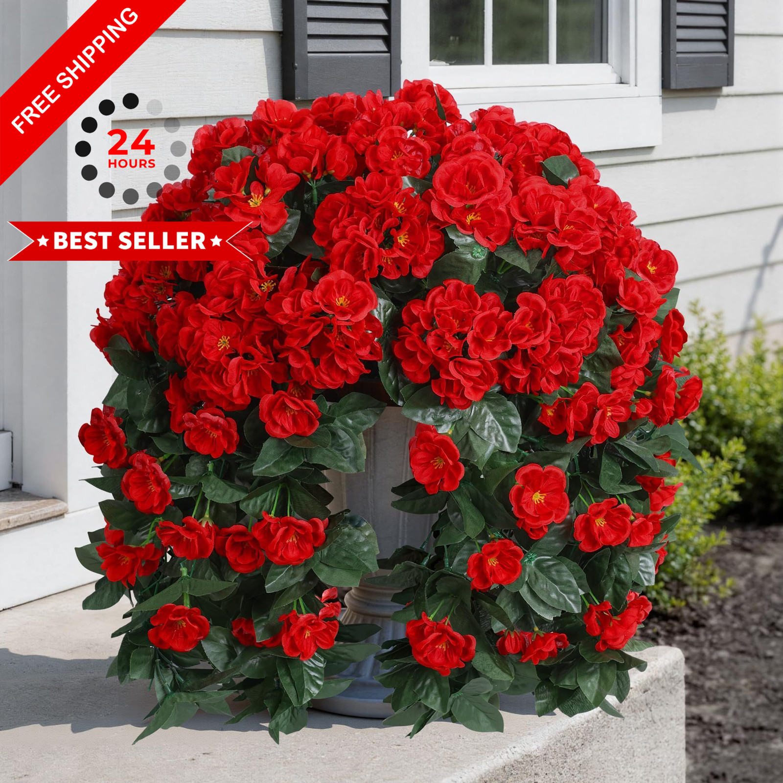 Ivydale Fake Geraniums 12 inches (D) x 4 (W) x 4 (H), Red