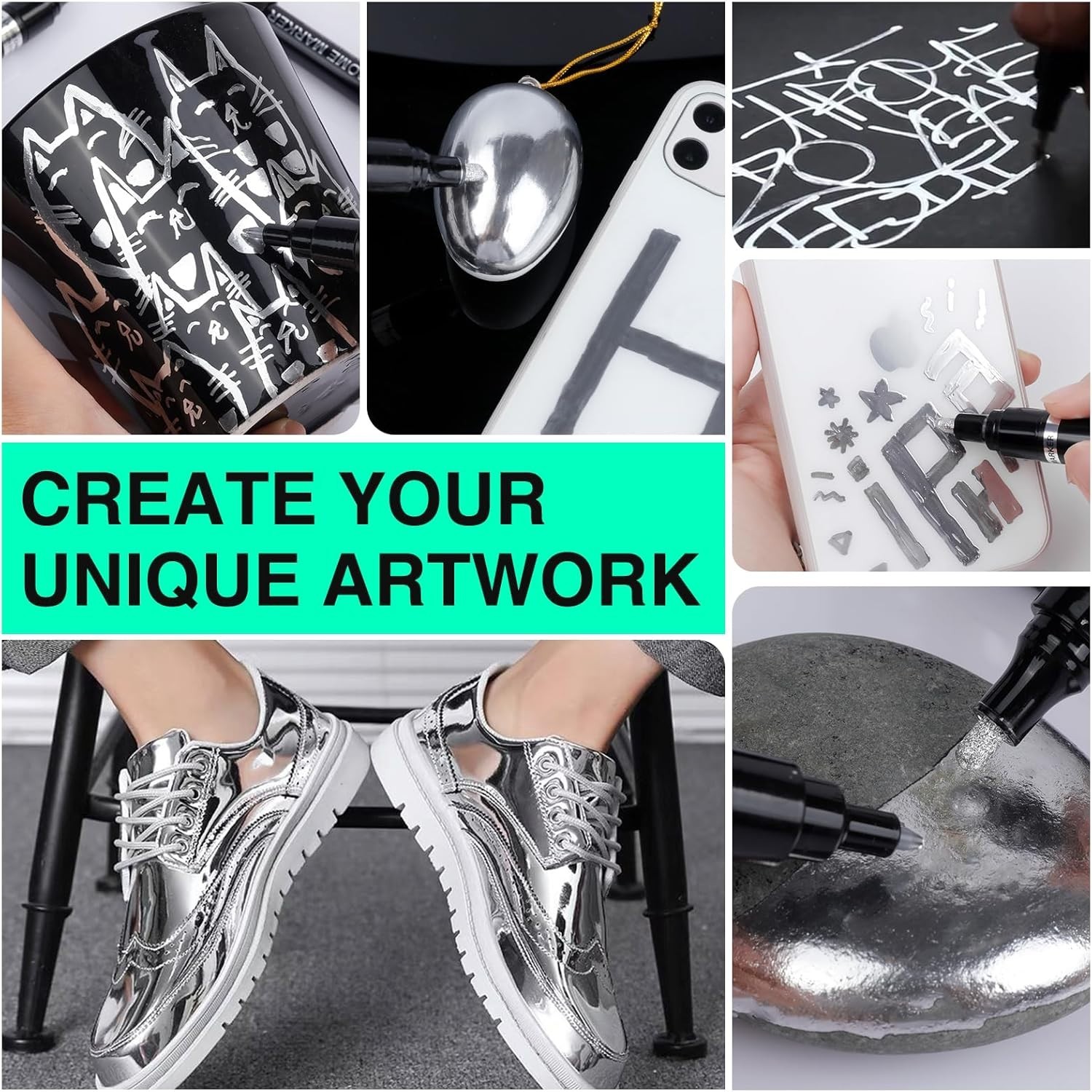 Liquid Chrome Mirror Markers Pens Waterproof DIY Paint Marker for Art Craft US