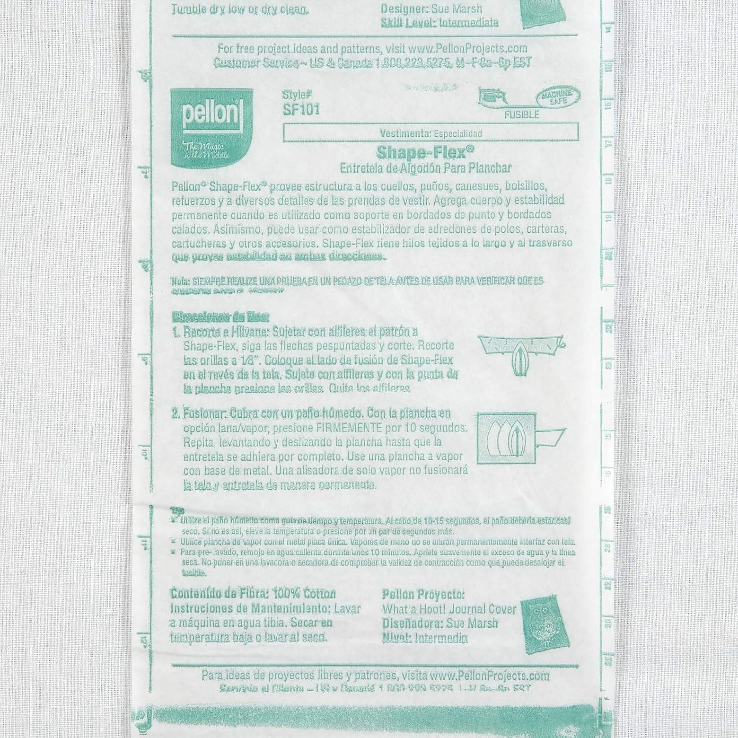 Pellon SF101 Shape-Flex Fusible medium weight woven Interfacing White