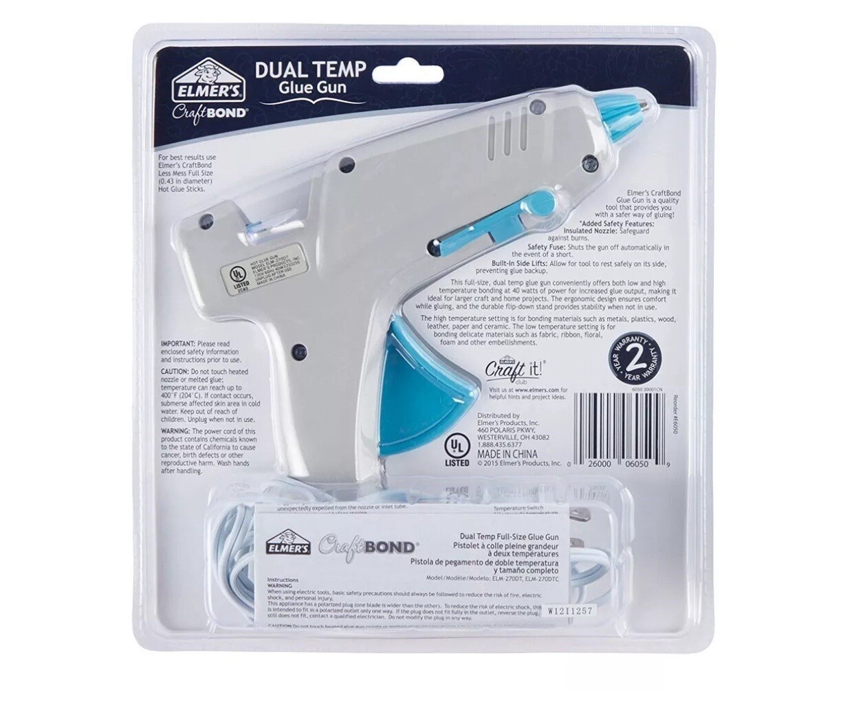 Elmer’s Craft Bond Dual Temperature Full-Size Hot Glue Gun , E6050 NEW
