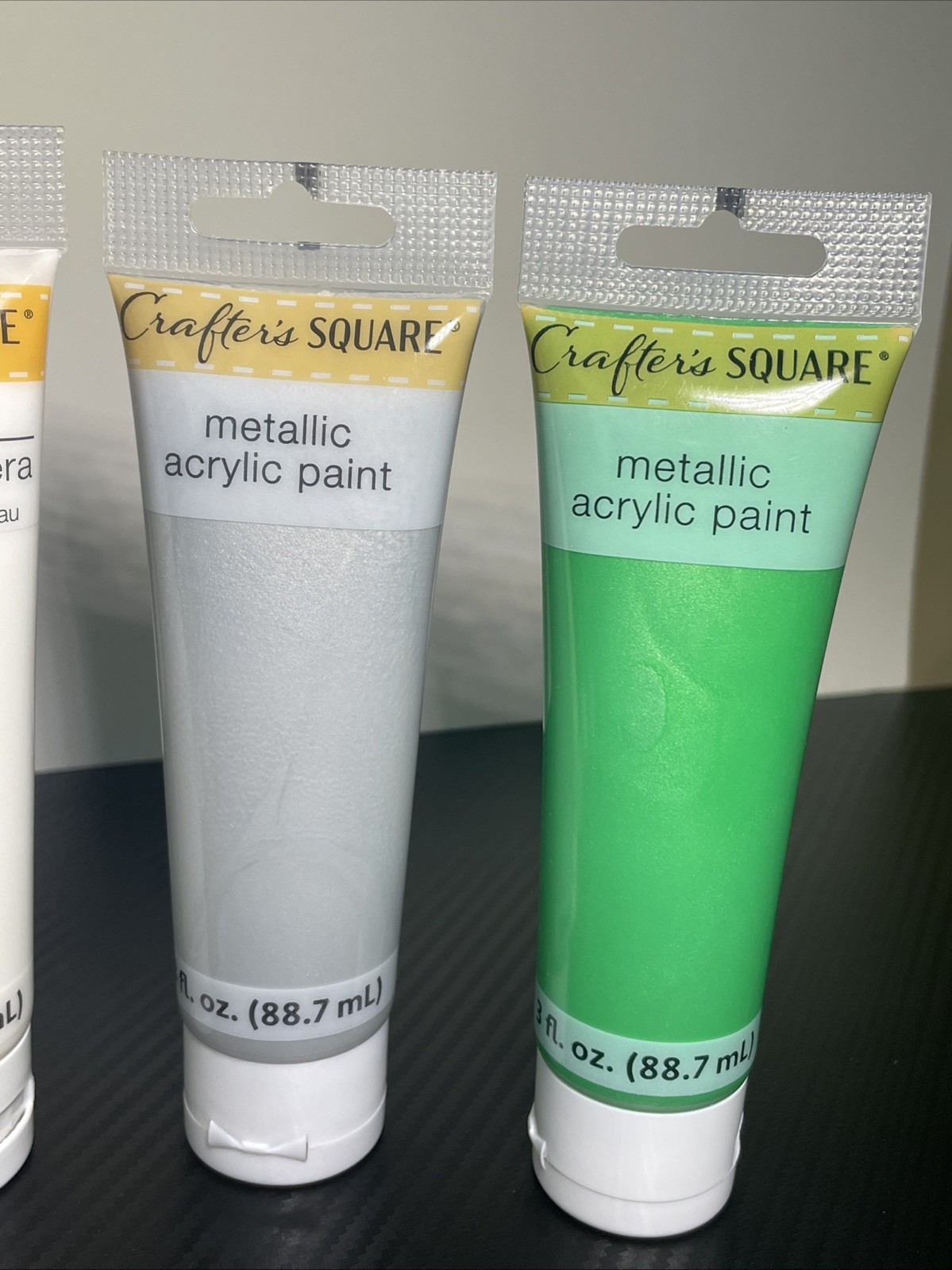 Lot Of 6 Crafters Square Mixed Acrylic Tempera & Metallic Paints 3oz Each New