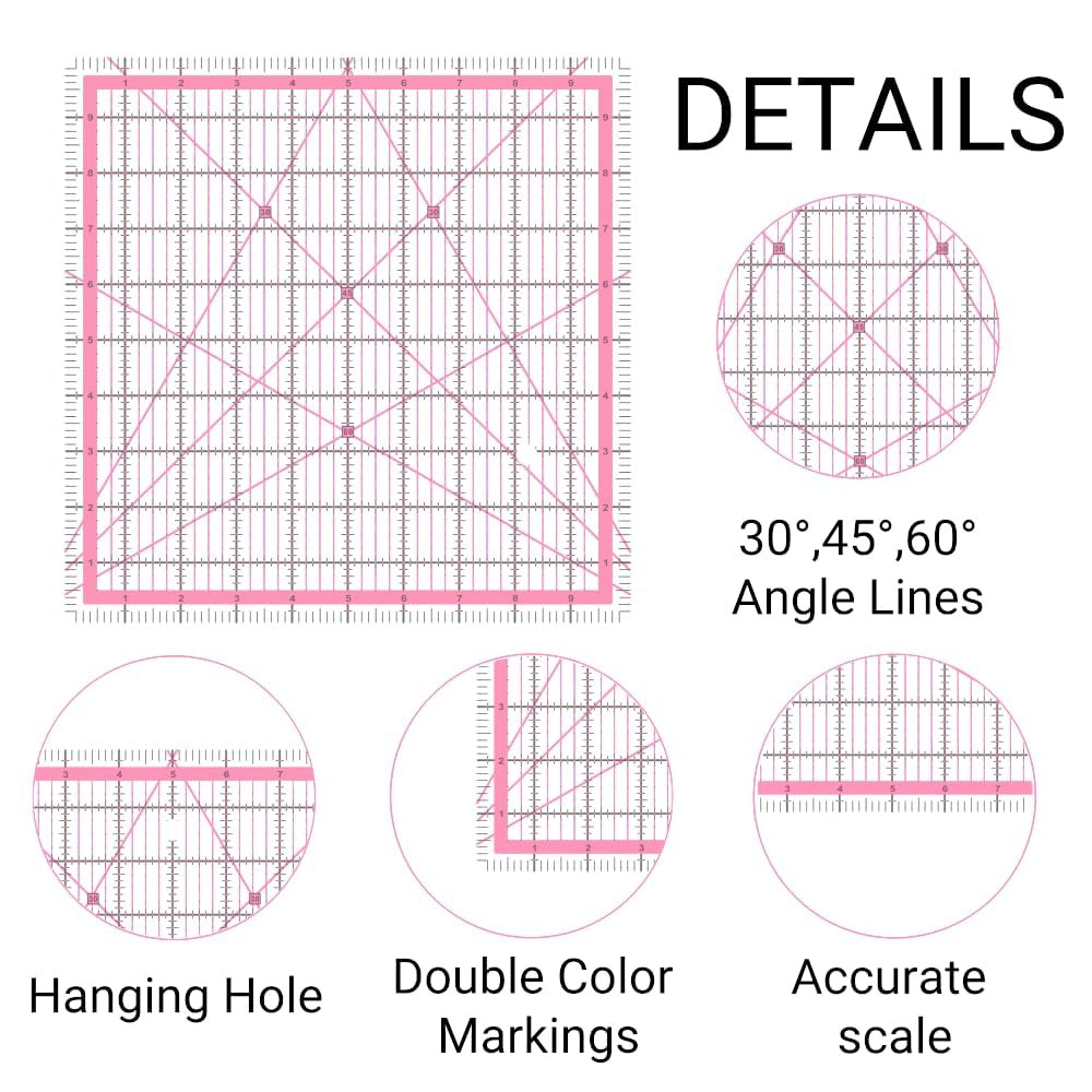 Quilting Rulers,5 Quilting Square Rulers(2.5″,3.5″, 5″, 6″, 8″),Quilting Rulers
