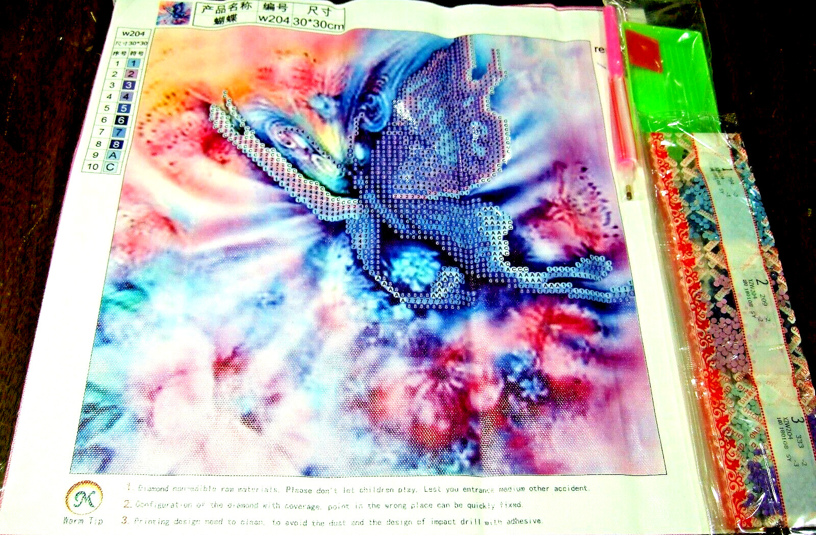Pastel Purple Butterfly 3D Round Diamond Cross Stitch Painting Kit – NIP (#177)