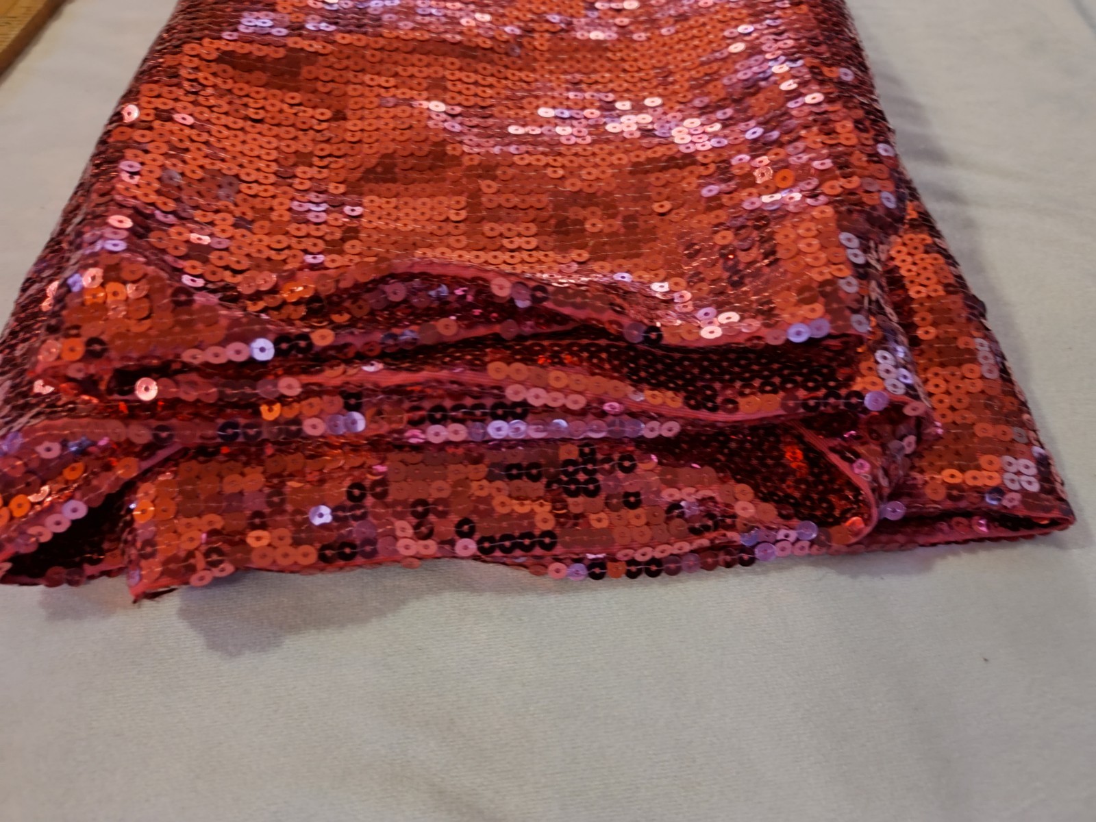 Hot Pink Sequin Fabric, Almost 3 Yards, Stretch Knit Backing, Costume, Dancewear