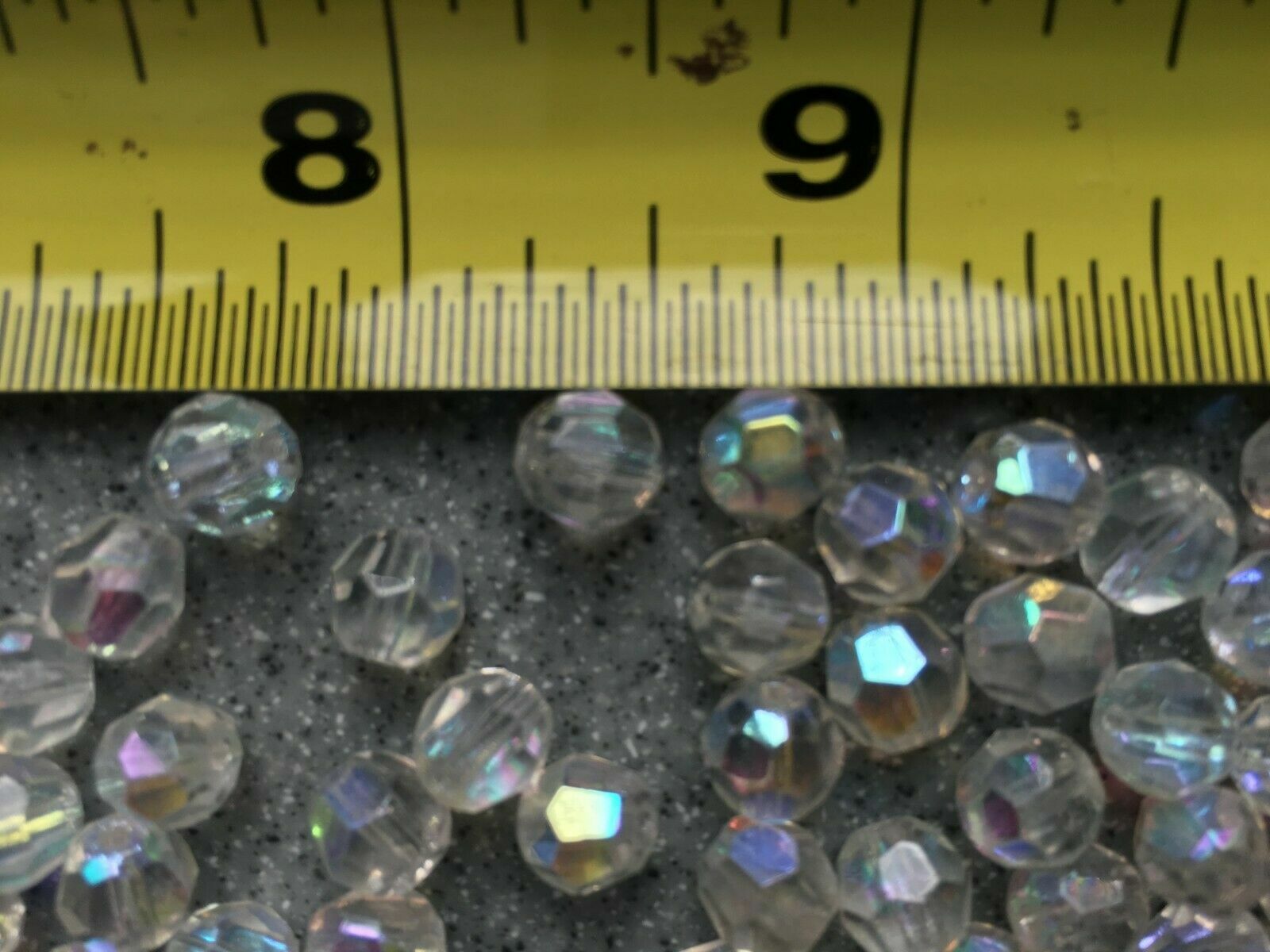 1000 Aurora Borealis 7MM Vintage Cut Glass Crystal Rosary, Jewelry Beads AB