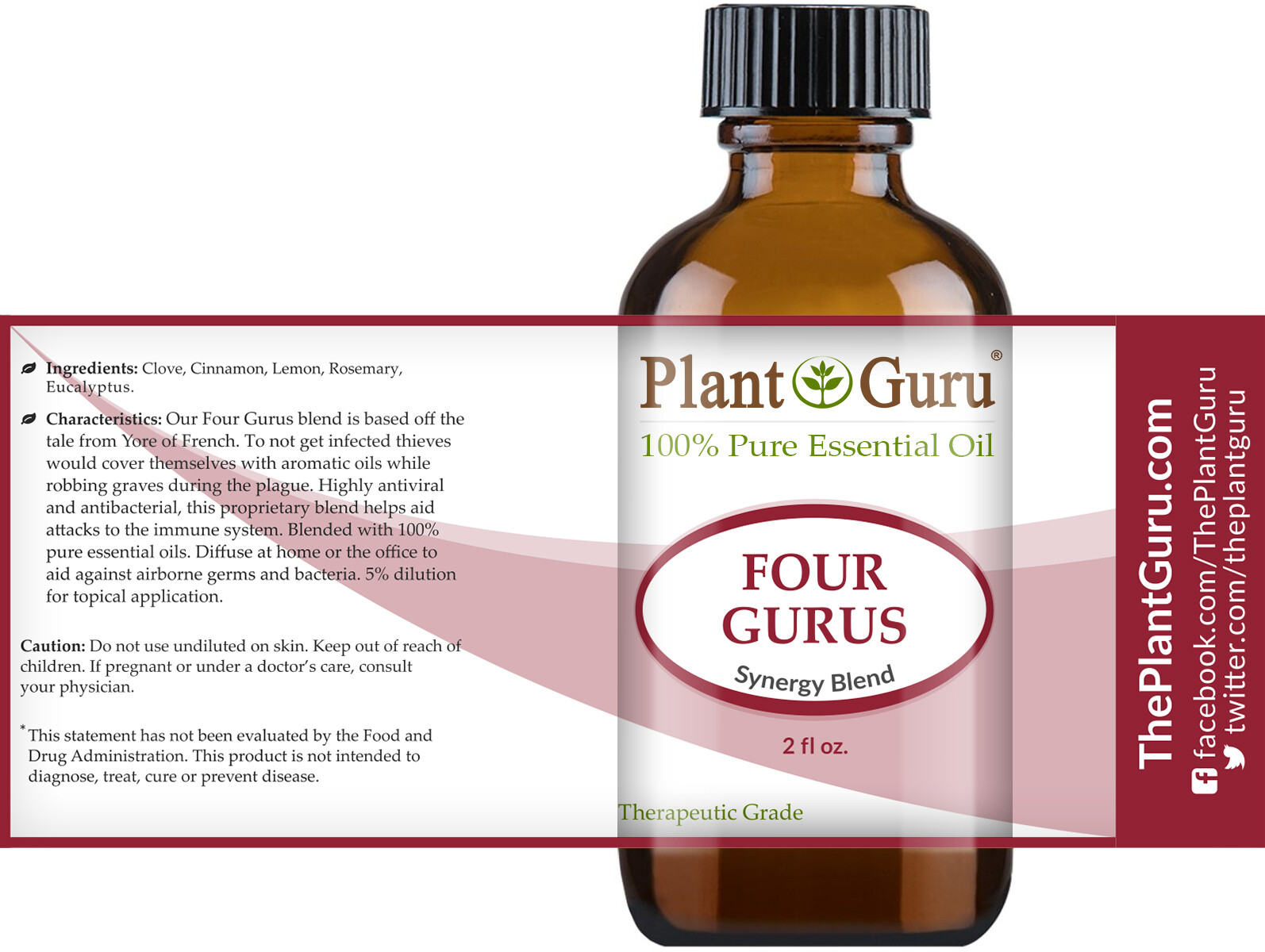 Four Gurus Essential Oil Blend 2 oz 100% Pure Therapeutic Grade Thieves