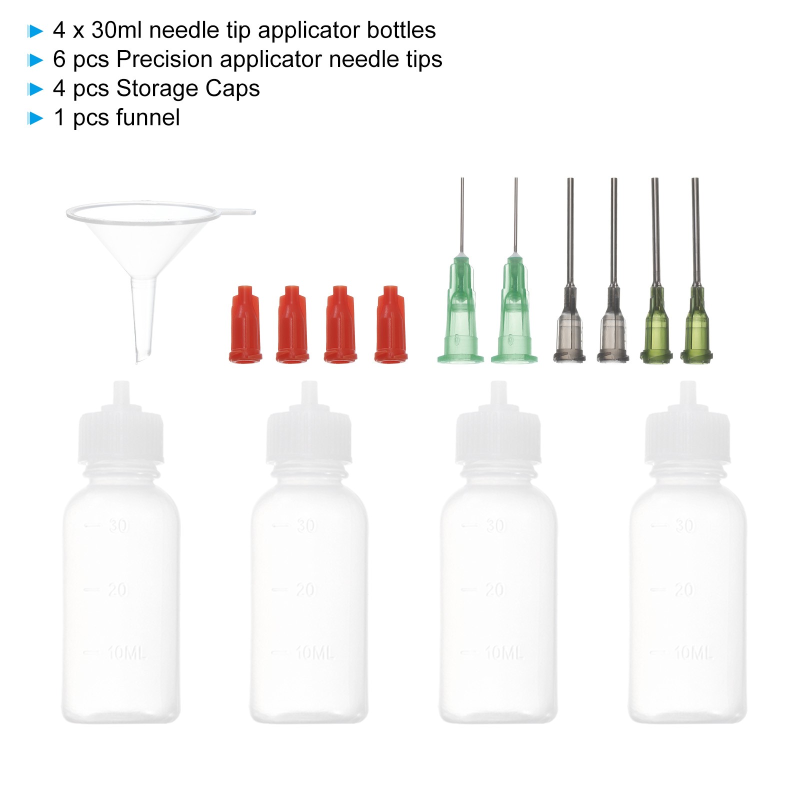 4Pcs 1 Oz Precision Applicator Bottles 30ml Needle Tip Squeeze Bottle Set