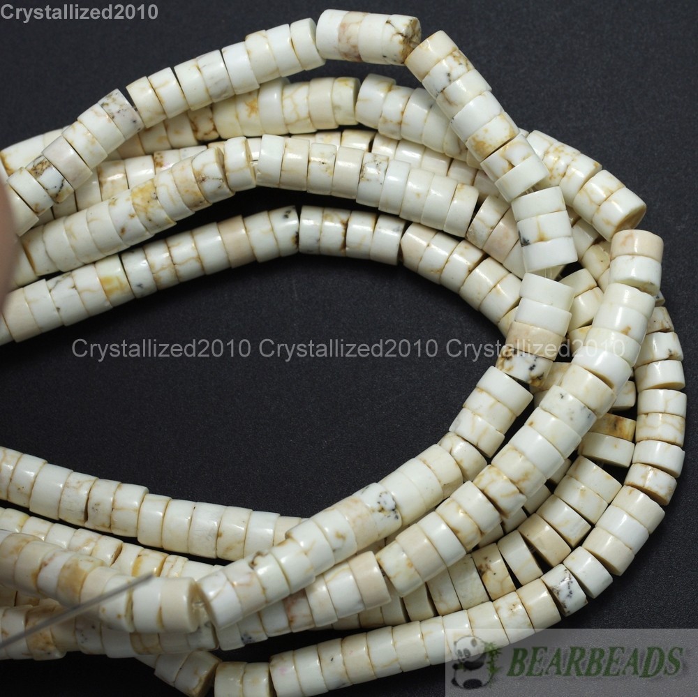 Natural White Turquoise Gemstone Heishi Spacer Beads 3mm 6mm 8mm 10mm 12mm 16″
