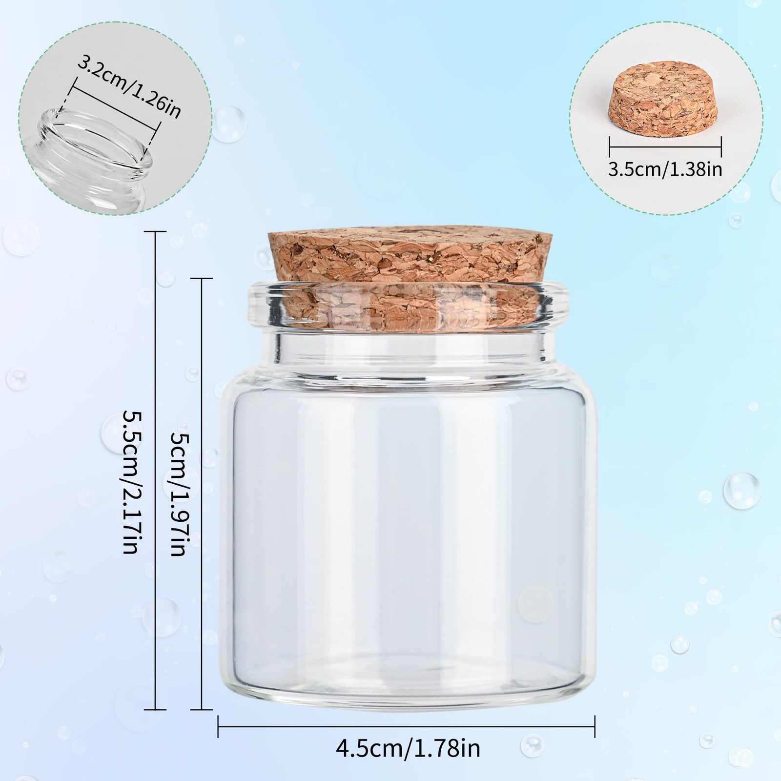 4PCS 50ml Small Empty Glass Bottle with Cork Stopper Storage,Small Glass Bott…