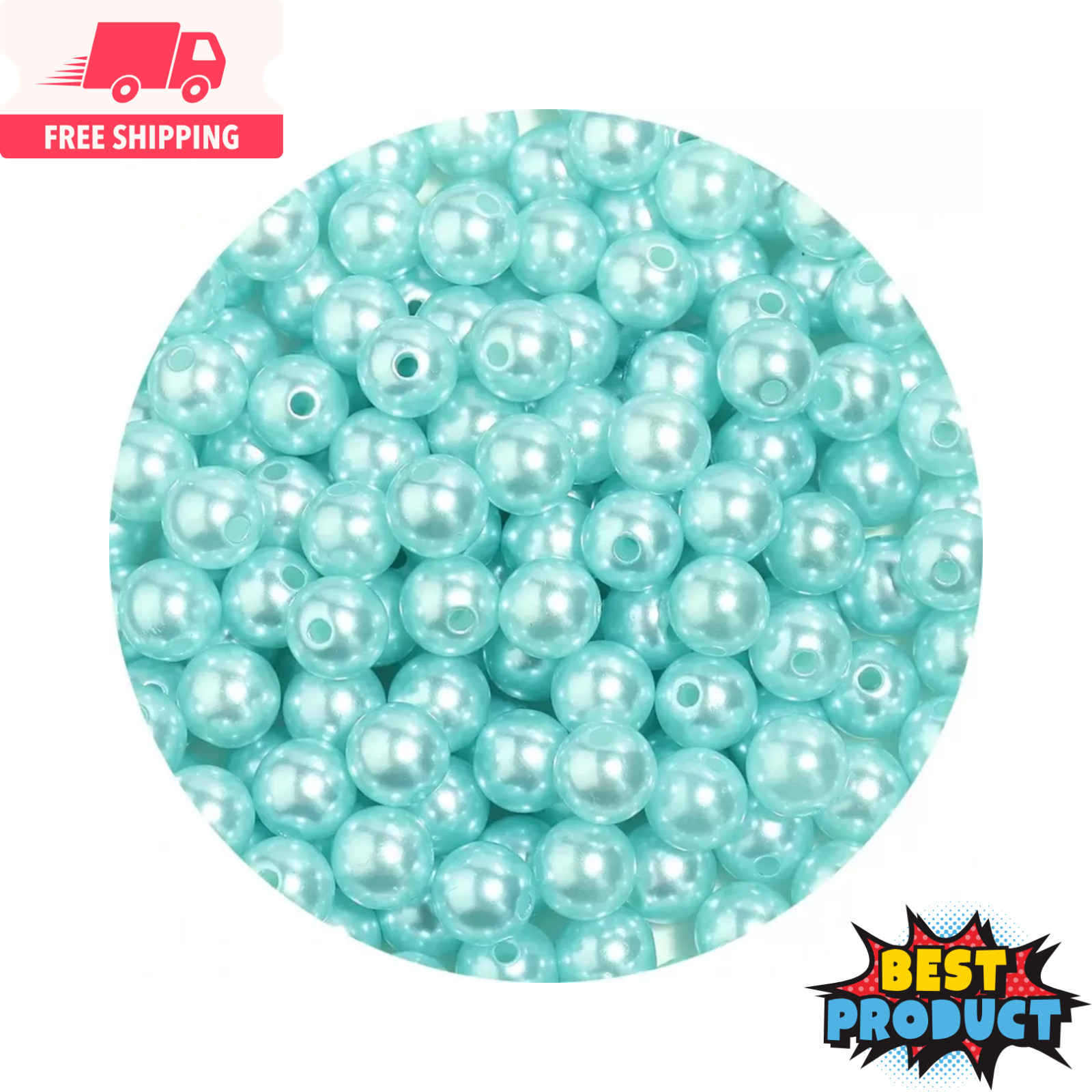 1000x Faux Pearl Beads Colorful Straight Hole 3-10mm Beads for Making Jewellery